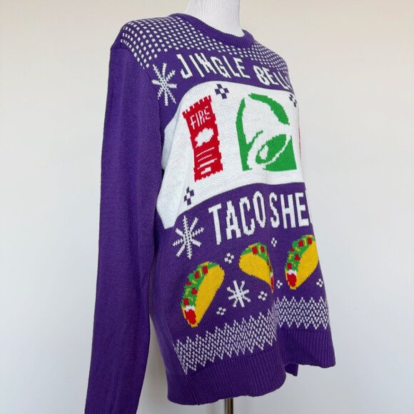 Taco Bell Ugly Christmas Sweater Mens Size Large Jingle Bells Taco Shells Rare - Picture 4 of 11